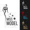 Miss model logo sign with line sharp woman modern style and star vector art design