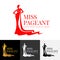 Miss pageant logo with Beautiful lady evening gown and crown vector design