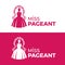 Miss pageant logo sign with Pink Beauty queen wear a crown sit on chair vector design