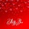 miss you inscription hand lettering on red heart shape backgroun