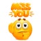 Miss you sticker with yellow cartoon emoji character