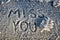 Miss you text written on the frosty surface