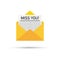 `Miss you!` Written Inside An Envelope Letter. Vector illustration.