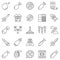 Missile and Air Bomb outline icons set - vector military symbols