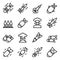 Missile attack icons set, outline style