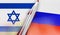 Missile of Israel and Russia on flags background