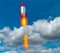 Missile rocket clouds launch, - 3d rendering