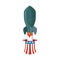 Missile USA. Rocket fly of hat Uncle Sam. American air bomb. America defense weapons