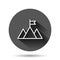 Mission champion icon in flat style. Mountain vector illustration on black round background with long shadow effect. Leadership