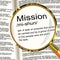 Mission Definition Magnifier Showing Task Goal Or Assignment To