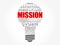 MISSION light bulb word cloud collage, business concept background