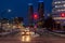 Mississauga, Canada, February 14, 2019: Twin towers of Absolute Condos in, these high-rise Mississauga condos were built in 2007