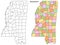 Mississippi counties outline map set - illustration version