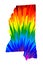 Mississippi - map is designed rainbow abstract colorful pattern