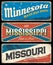 Mississippi, Minnesota and Missouri vintage signs