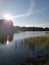 Mississippi River, Northern MN. Minnesota. Light flare. Blue sky. Beautiful view