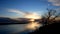 Mississippi River outlet from Lake Bemidji in Minnesota at sunset in early spring time lapse clip.