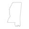 Mississippi, state of USA - solid black outline map of country area. Simple flat vector illustration