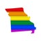 Missouri LGBT flag map. Vector illustration