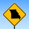 Missouri map on road sign.