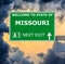 MISSOURI road sign against clear blue sky