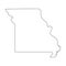 Missouri, state of USA - solid black outline map of country area. Simple flat vector illustration