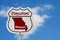 Missouri Staycation Highway Sign with sky