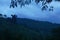 Mist covering top mountain in evening