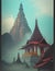The mist delicately embraces the temples and pagodas, bestowing upon an air of enchantment and serenity
