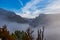 Mist hanging over Verdon Gorge, Gorges du Verdon in French Alps, Provence,France