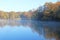 Mist on the lake at Decoy Country Park, Devon