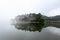 Mist and a pavilion in small island