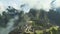 Mist rising from a valley at machu picchu