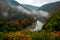 Mist rolling over the Katsura River in the Arashiyama area of Kyoto, Japan in autumn