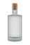 Misted or Frozen White Matte Glass Bottle of Gin, Liquor or Vodka with Cork Isolated on White.