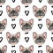 Mister Dog seamless pattern. Vector hand drawn illustration isolated on white background.