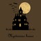 Misterious house in the dark night. Halloween holiday. Flat icon