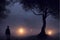 Misterious Night Foggy Forest AI Generated