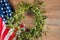 Mistletoe and american flag. Christmas decoration.