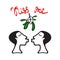 Mistletoe women kiss