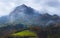 Mists and clouds over the forests with Mount Balerdi in the background in the Araitz Valley, Navarra