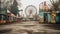 Misty Atmosphere: Exploring An Abandoned Theme Park With Ferris Wheels