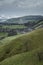 Misty Autumn morning landscape of Derwent Valley from Mam Tor in