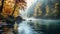 Misty Autumn River With Rocks: A Captivating Cabincore Scene