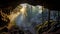Misty Cave With Sunlight: National Geographic Style Photo