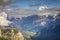 Misty Eiger above Grindelwald valley, Snowcapped Bernese Swiss alps, Switzerland