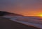 Misty Evening Sunset at Torrance State Beach, Los Angeles County, California