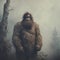 Misty Forest Encounter: Mannerism Minimalism Bigfoot In 8k