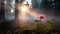 Misty Forest: A Pink Flower In Leszek Bujnowski\\\'s Style