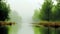 Misty Forest River Wallpaper With Pensive Stillness